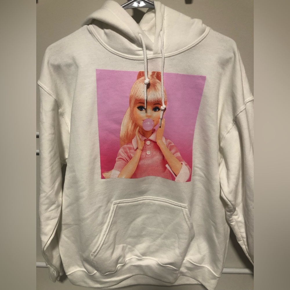 White Barbie Hoodie Size Medium